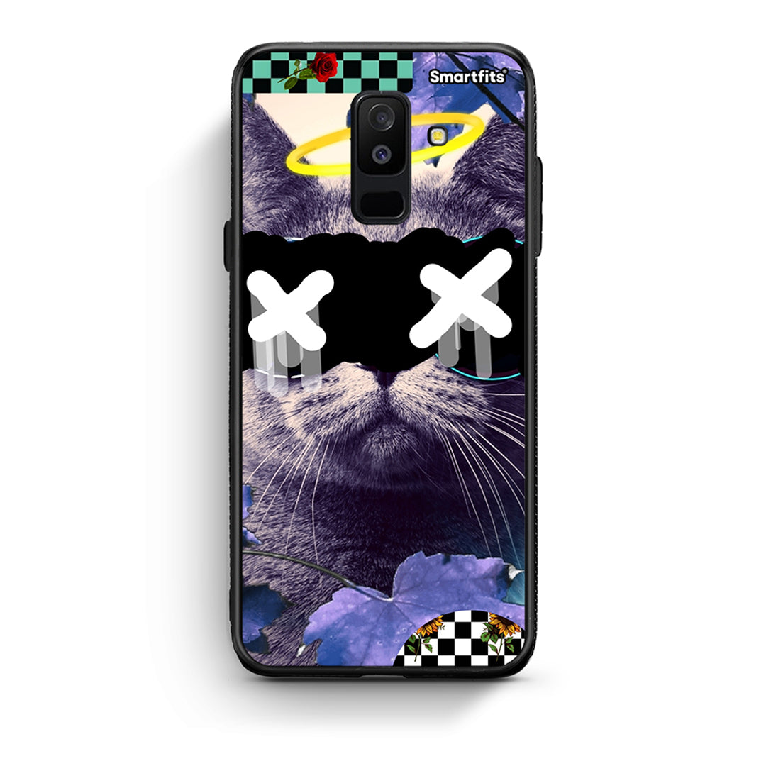 samsung A6 Plus Cat Collage θήκη από τη Smartfits με σχέδιο στο πίσω μέρος και μαύρο περίβλημα | Smartphone case with colorful back and black bezels by Smartfits