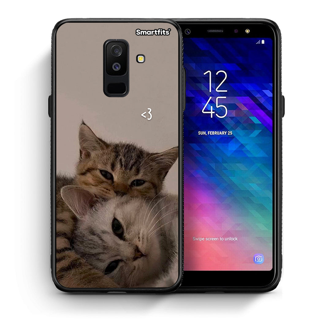 Θήκη Samsung A6+ 2018 Cats In Love από τη Smartfits με σχέδιο στο πίσω μέρος και μαύρο περίβλημα | Samsung A6+ 2018 Cats In Love case with colorful back and black bezels