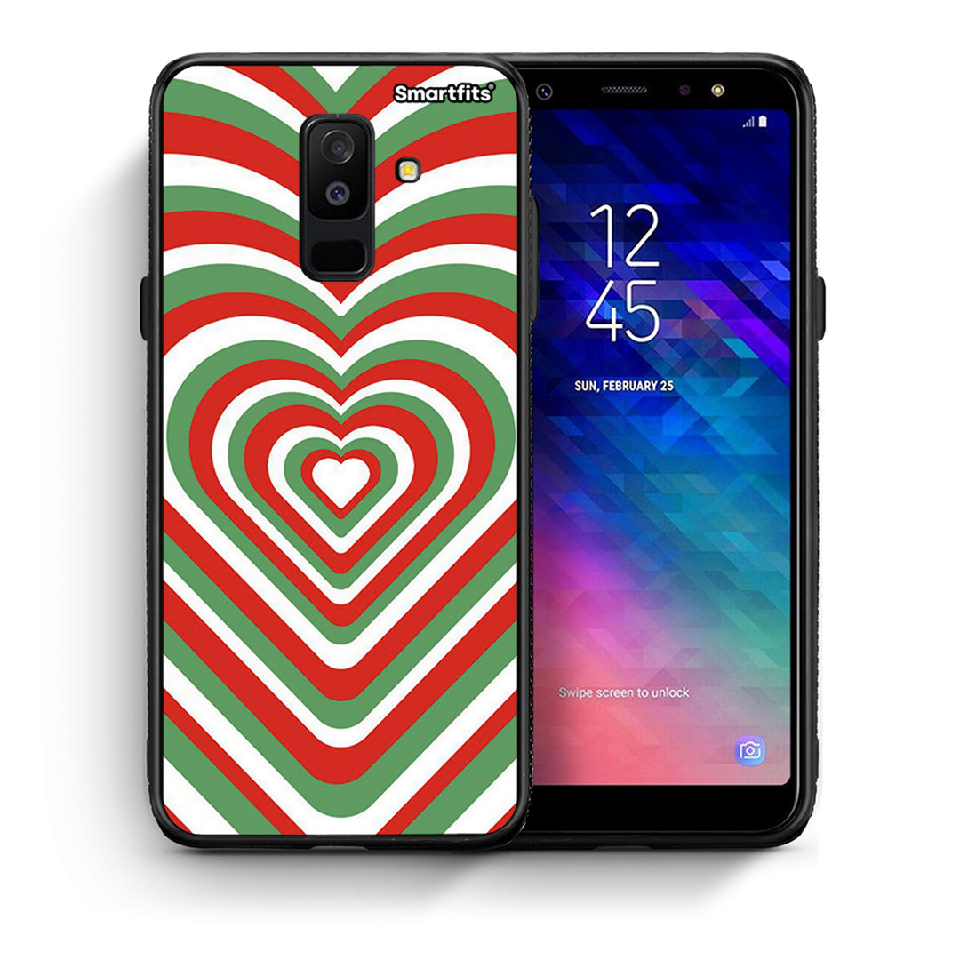 Θήκη Samsung A6+ 2018 Christmas Hearts από τη Smartfits με σχέδιο στο πίσω μέρος και μαύρο περίβλημα | Samsung A6+ 2018 Christmas Hearts case with colorful back and black bezels