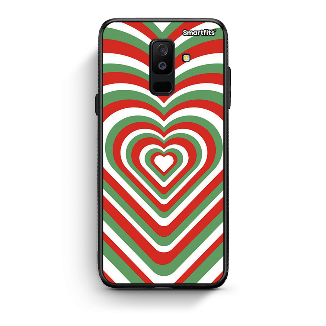 samsung A6 Plus Christmas Hearts θήκη από τη Smartfits με σχέδιο στο πίσω μέρος και μαύρο περίβλημα | Smartphone case with colorful back and black bezels by Smartfits