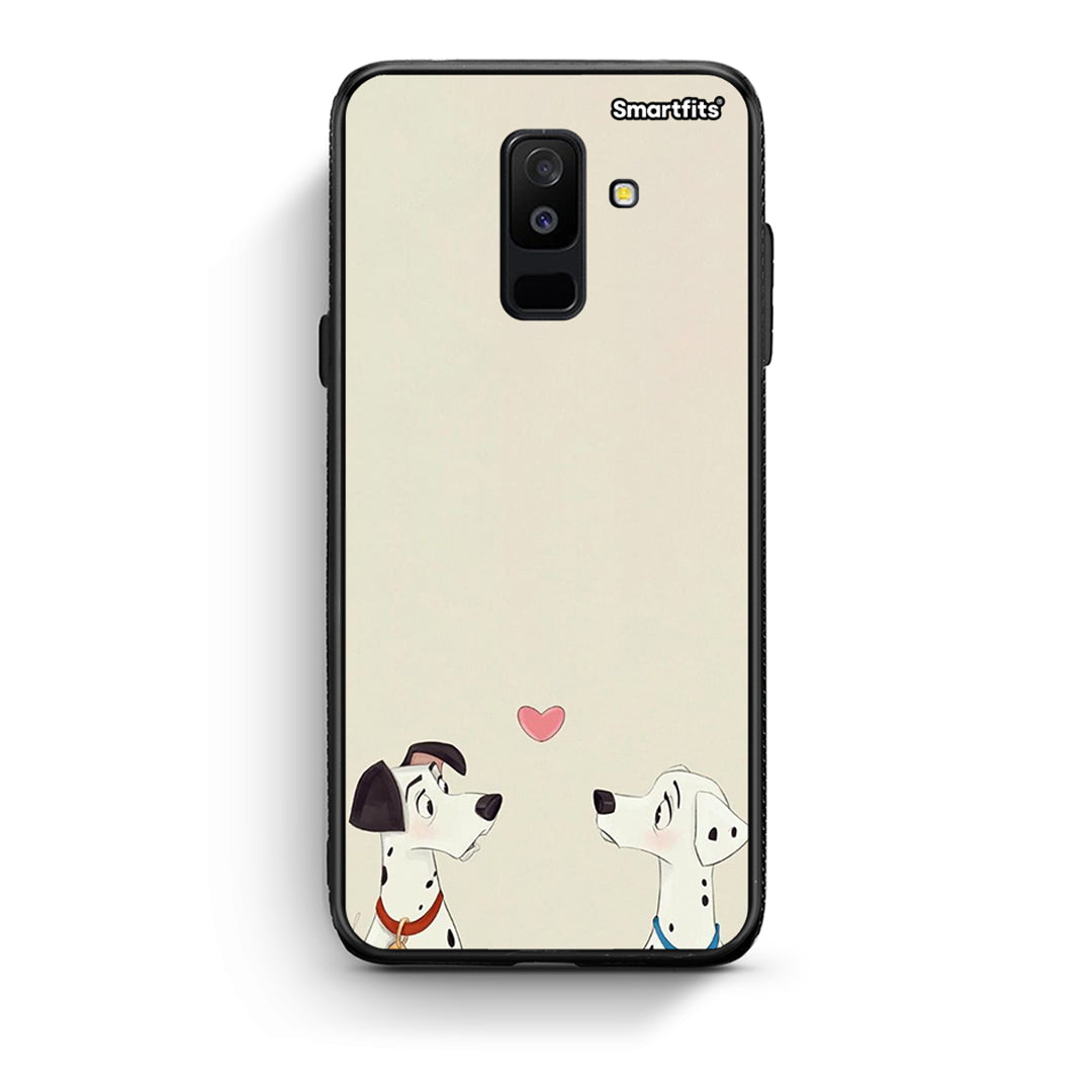 samsung A6 Plus Dalmatians Love θήκη από τη Smartfits με σχέδιο στο πίσω μέρος και μαύρο περίβλημα | Smartphone case with colorful back and black bezels by Smartfits