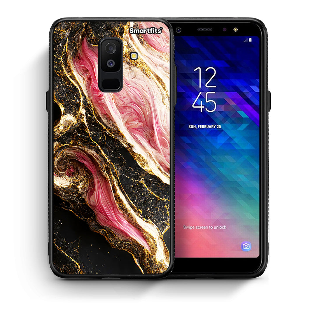 Θήκη Samsung A6+ 2018 Glamorous Pink Marble από τη Smartfits με σχέδιο στο πίσω μέρος και μαύρο περίβλημα | Samsung A6+ 2018 Glamorous Pink Marble case with colorful back and black bezels
