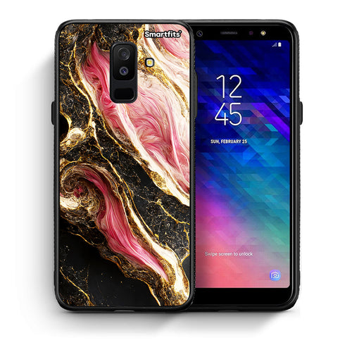 Θήκη Samsung A6+ 2018 Glamorous Pink Marble από τη Smartfits με σχέδιο στο πίσω μέρος και μαύρο περίβλημα | Samsung A6+ 2018 Glamorous Pink Marble case with colorful back and black bezels