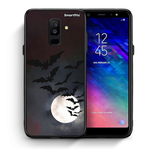 Θήκη Samsung A6+ 2018 Halloween Bat Night από τη Smartfits με σχέδιο στο πίσω μέρος και μαύρο περίβλημα | Samsung A6+ 2018 Halloween Bat Night case with colorful back and black bezels