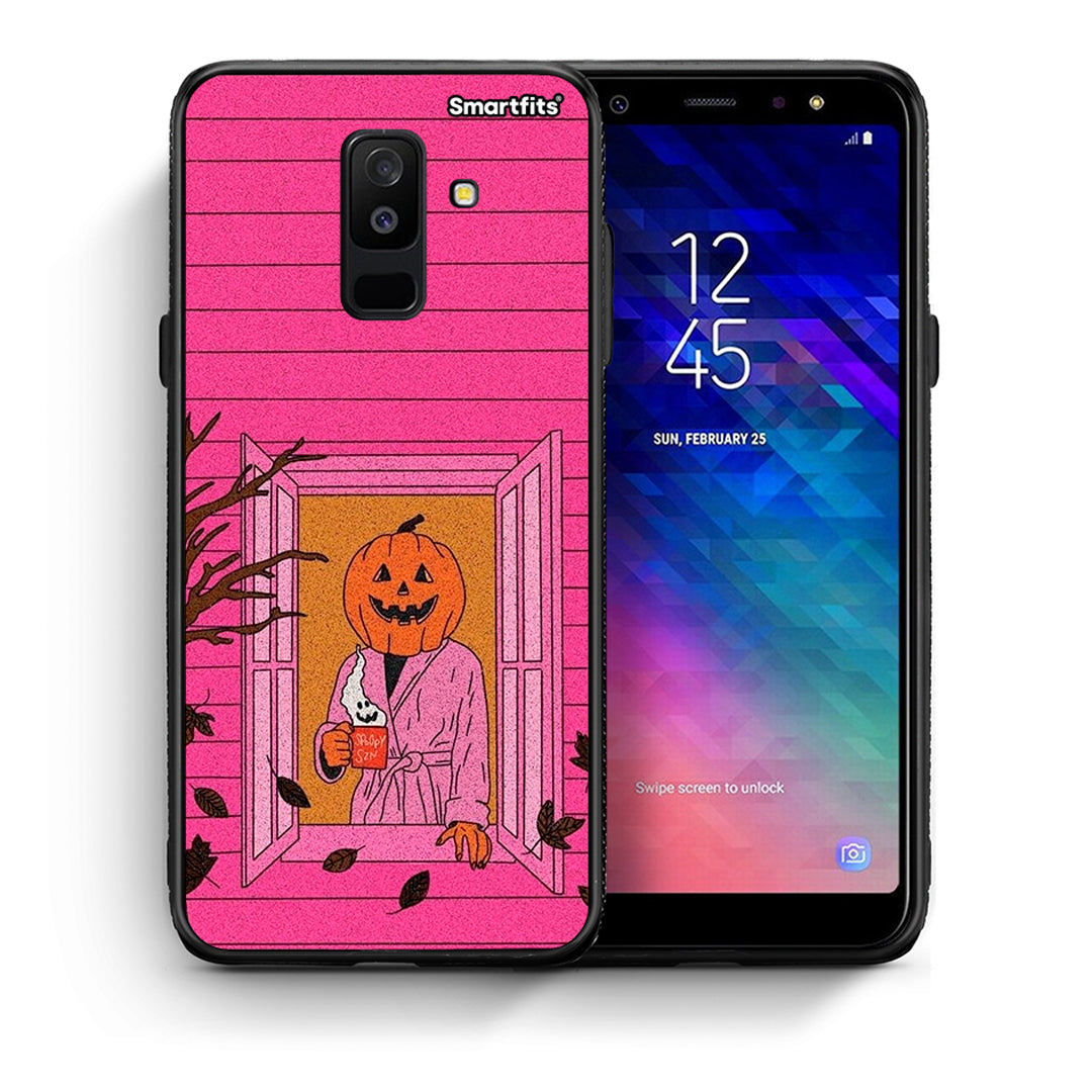 Θήκη Samsung A6+ 2018 Halloween Pumpkin Lady από τη Smartfits με σχέδιο στο πίσω μέρος και μαύρο περίβλημα | Samsung A6+ 2018 Halloween Pumpkin Lady case with colorful back and black bezels