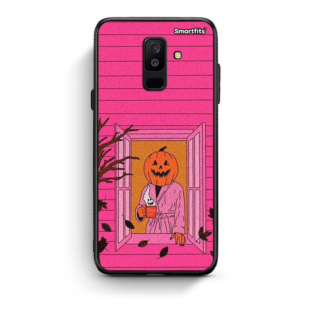 samsung A6 Plus Halloween Pumpkin Lady Θήκη από τη Smartfits με σχέδιο στο πίσω μέρος και μαύρο περίβλημα | Smartphone case with colorful back and black bezels by Smartfits