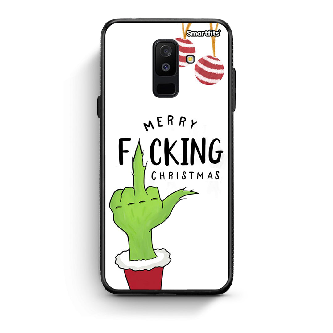 samsung A6 Plus Merry F Xmas θήκη από τη Smartfits με σχέδιο στο πίσω μέρος και μαύρο περίβλημα | Smartphone case with colorful back and black bezels by Smartfits