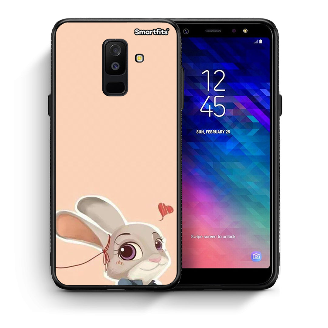 Θήκη Samsung A6+ 2018 Nick Wilde And Judy Hopps Love 2 από τη Smartfits με σχέδιο στο πίσω μέρος και μαύρο περίβλημα | Samsung A6+ 2018 Nick Wilde And Judy Hopps Love 2 case with colorful back and black bezels