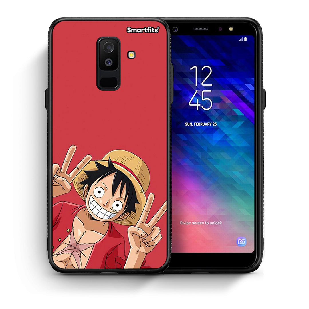 Θήκη Samsung A6+ 2018 Pirate Luffy από τη Smartfits με σχέδιο στο πίσω μέρος και μαύρο περίβλημα | Samsung A6+ 2018 Pirate Luffy case with colorful back and black bezels