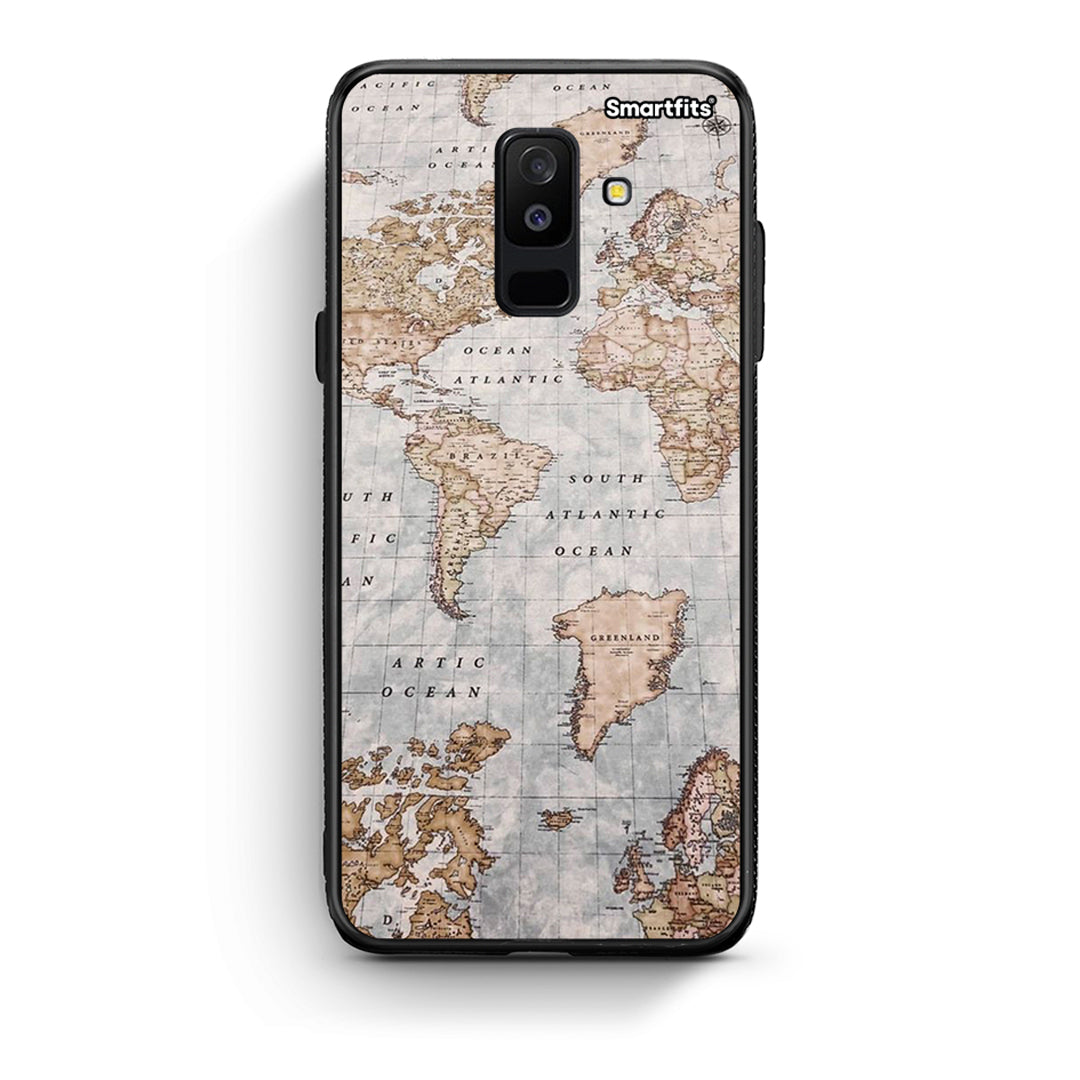 samsung A6 Plus World Map Θήκη από τη Smartfits με σχέδιο στο πίσω μέρος και μαύρο περίβλημα | Smartphone case with colorful back and black bezels by Smartfits
