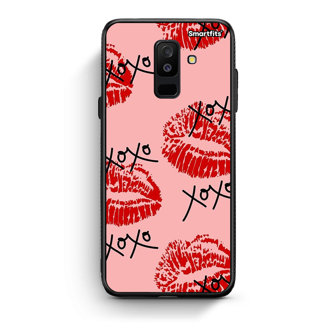 samsung A6 Plus XOXO Lips θήκη από τη Smartfits με σχέδιο στο πίσω μέρος και μαύρο περίβλημα | Smartphone case with colorful back and black bezels by Smartfits