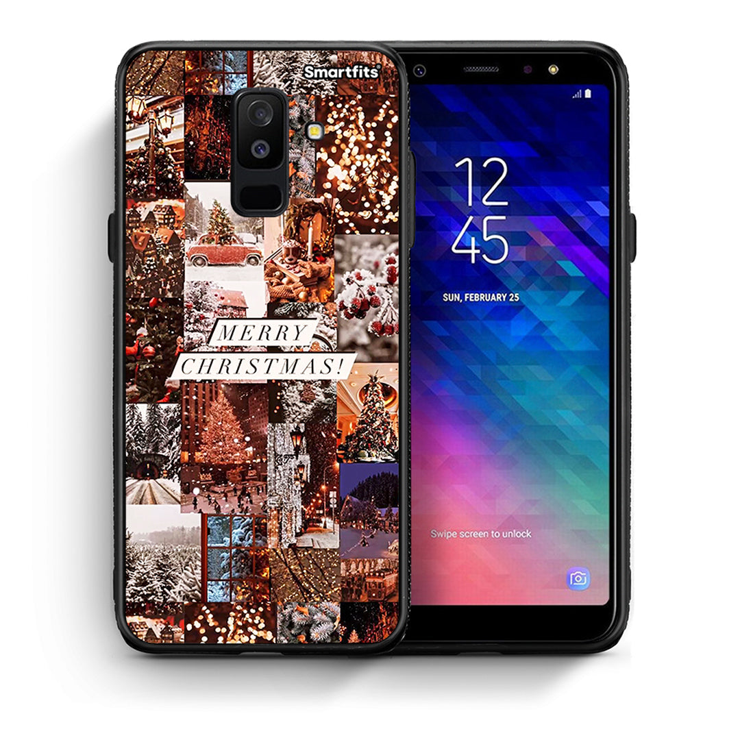 Θήκη Samsung A6+ 2018 Xmas Collage από τη Smartfits με σχέδιο στο πίσω μέρος και μαύρο περίβλημα | Samsung A6+ 2018 Xmas Collage case with colorful back and black bezels