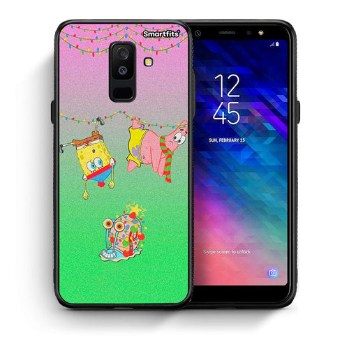 Θήκη Samsung A6+ 2018 Xmas Lights από τη Smartfits με σχέδιο στο πίσω μέρος και μαύρο περίβλημα | Samsung A6+ 2018 Xmas Lights case with colorful back and black bezels