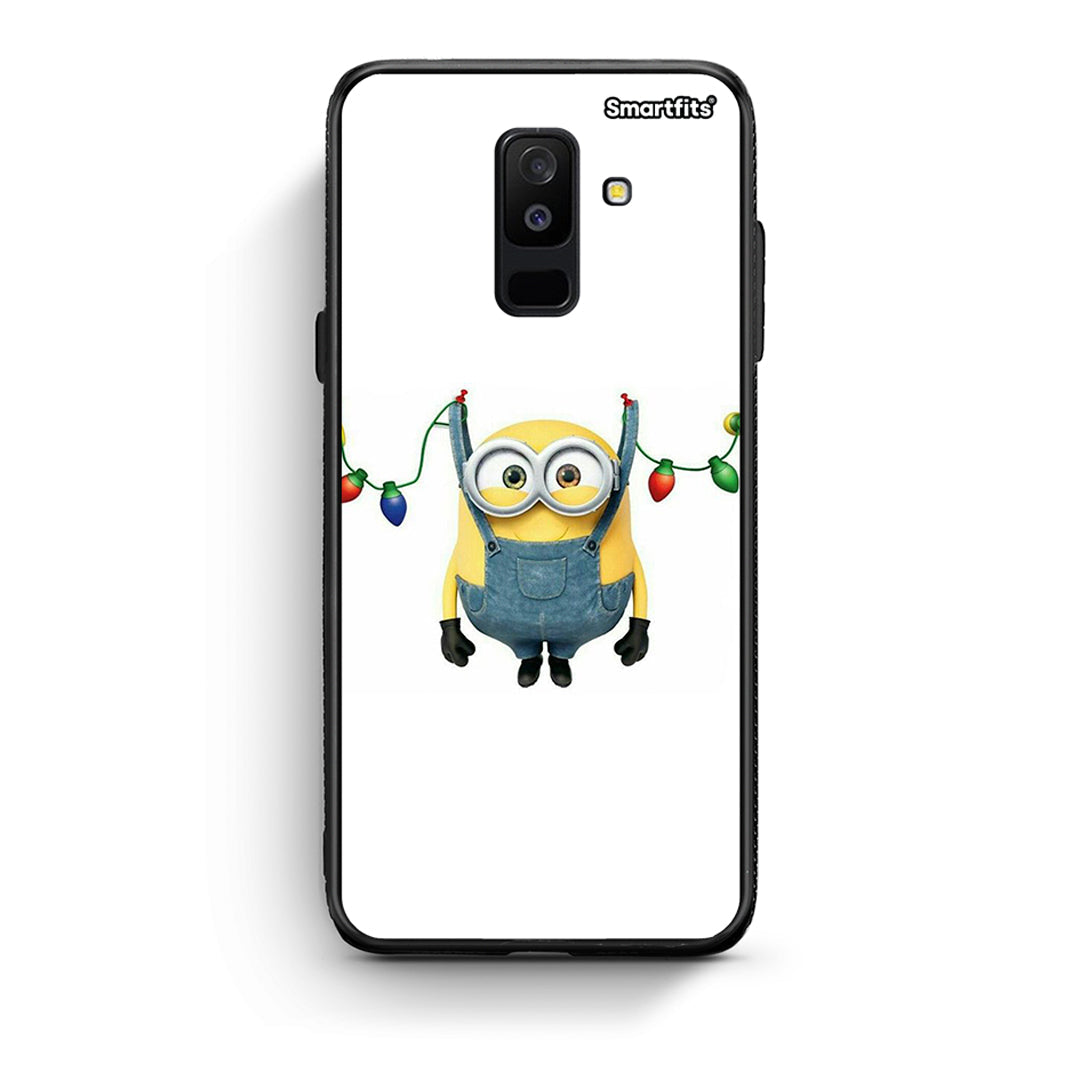 samsung A6 Plus Xmas Minion Lights θήκη από τη Smartfits με σχέδιο στο πίσω μέρος και μαύρο περίβλημα | Smartphone case with colorful back and black bezels by Smartfits