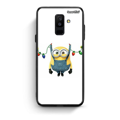 samsung A6 Plus Xmas Minion Lights θήκη από τη Smartfits με σχέδιο στο πίσω μέρος και μαύρο περίβλημα | Smartphone case with colorful back and black bezels by Smartfits