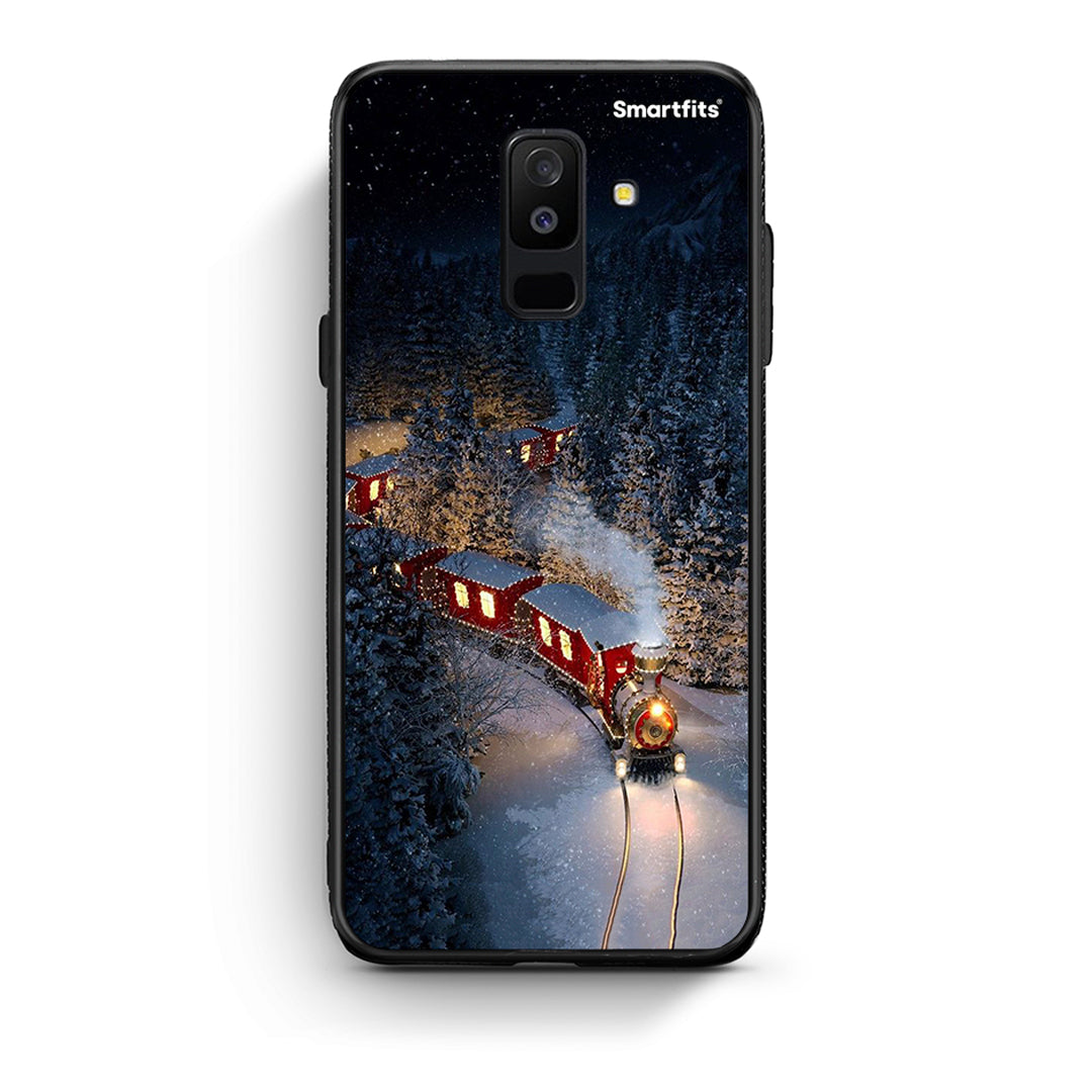samsung A6 Plus Xmas Train θήκη από τη Smartfits με σχέδιο στο πίσω μέρος και μαύρο περίβλημα | Smartphone case with colorful back and black bezels by Smartfits
