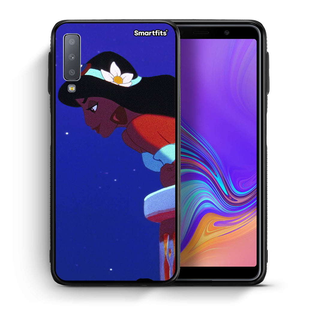 Θήκη Samsung A7 2018 Alladin And Jasmine Love 2 από τη Smartfits με σχέδιο στο πίσω μέρος και μαύρο περίβλημα | Samsung A7 2018 Alladin And Jasmine Love 2 case with colorful back and black bezels