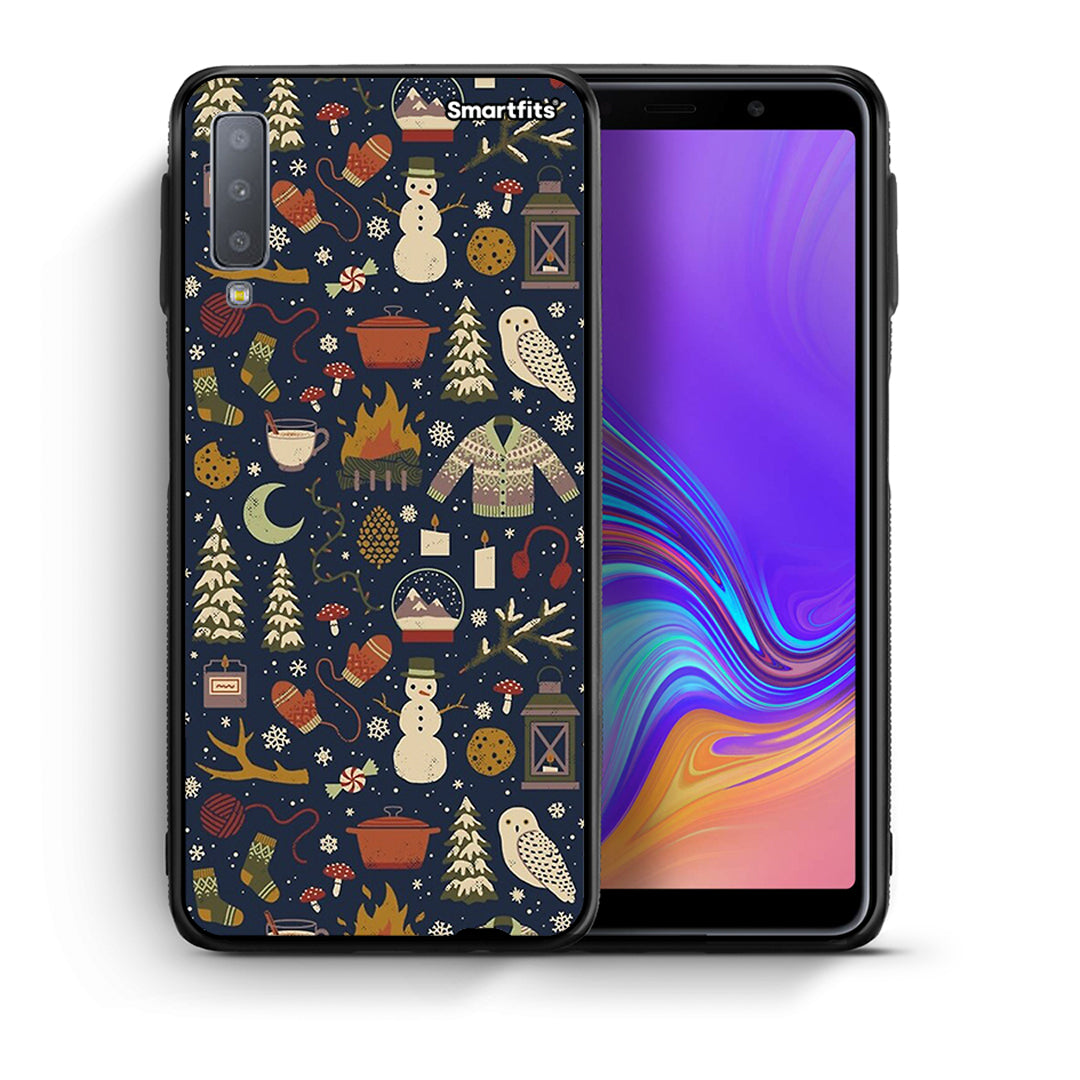 Θήκη Samsung A7 2018 Christmas Elements από τη Smartfits με σχέδιο στο πίσω μέρος και μαύρο περίβλημα | Samsung A7 2018 Christmas Elements case with colorful back and black bezels