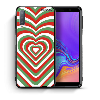 Θήκη Samsung A7 2018 Christmas Hearts από τη Smartfits με σχέδιο στο πίσω μέρος και μαύρο περίβλημα | Samsung A7 2018 Christmas Hearts case with colorful back and black bezels