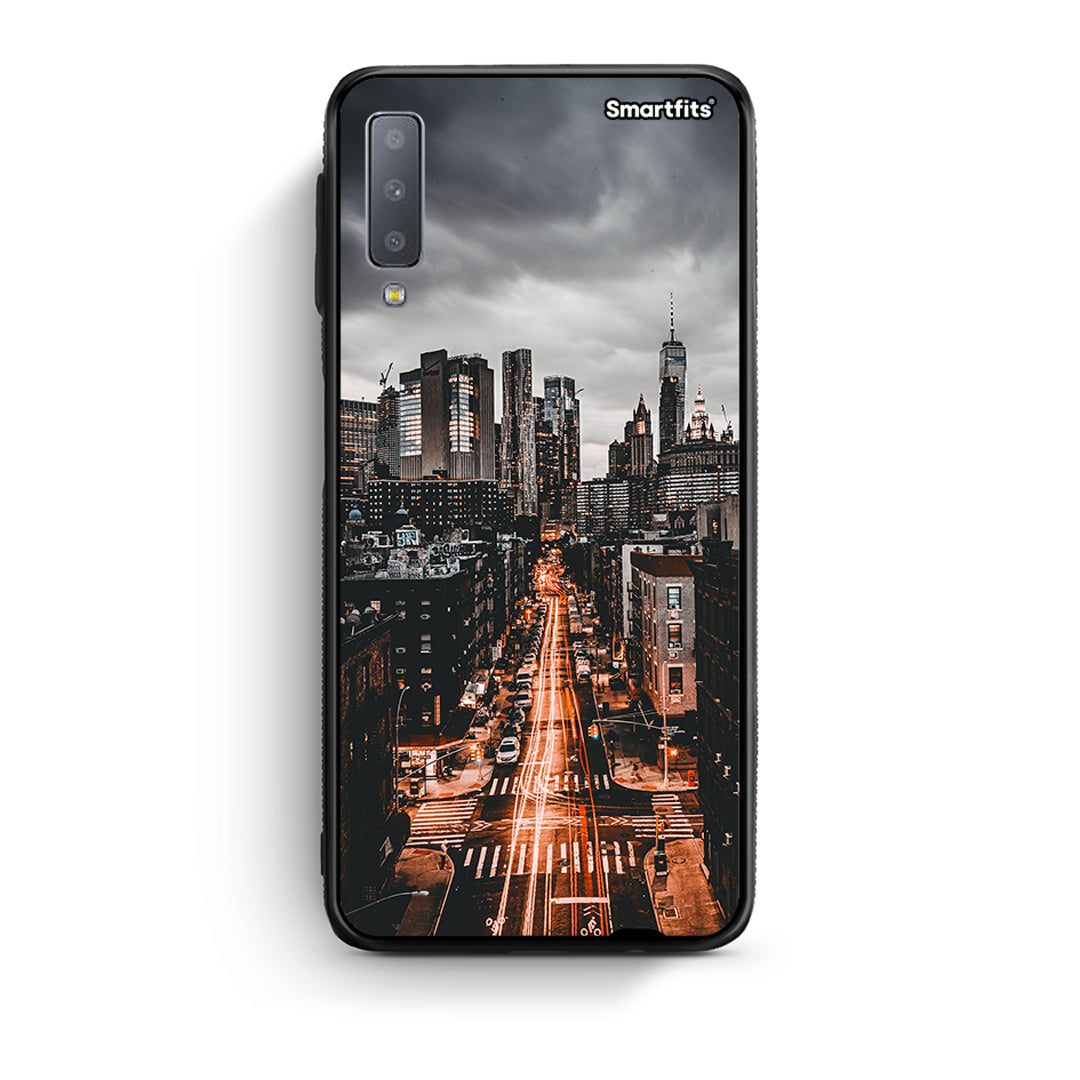samsung A7 City Lights θήκη από τη Smartfits με σχέδιο στο πίσω μέρος και μαύρο περίβλημα | Smartphone case with colorful back and black bezels by Smartfits