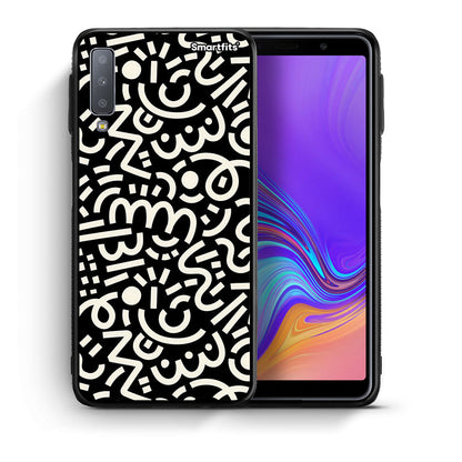 Θήκη Samsung A7 2018 Doodle Art από τη Smartfits με σχέδιο στο πίσω μέρος και μαύρο περίβλημα | Samsung A7 2018 Doodle Art case with colorful back and black bezels