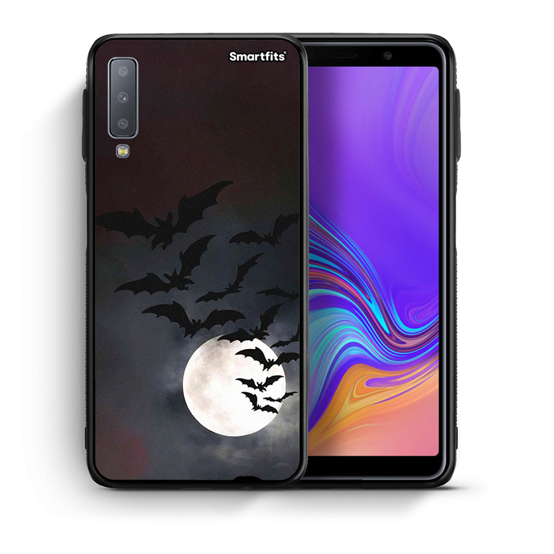 Θήκη Samsung A7 2018 Halloween Bat Night από τη Smartfits με σχέδιο στο πίσω μέρος και μαύρο περίβλημα | Samsung A7 2018 Halloween Bat Night case with colorful back and black bezels