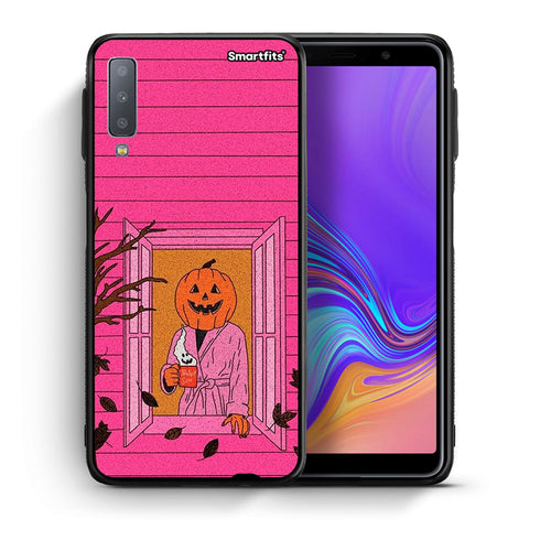 Θήκη Samsung A7 2018 Halloween Pumpkin Lady από τη Smartfits με σχέδιο στο πίσω μέρος και μαύρο περίβλημα | Samsung A7 2018 Halloween Pumpkin Lady case with colorful back and black bezels