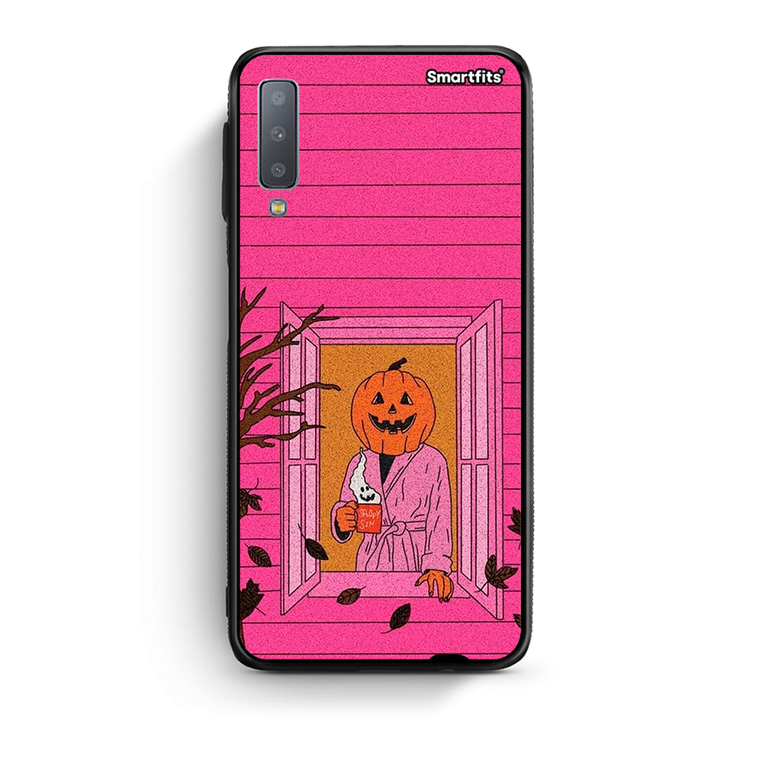 samsung A7 Halloween Pumpkin Lady Θήκη από τη Smartfits με σχέδιο στο πίσω μέρος και μαύρο περίβλημα | Smartphone case with colorful back and black bezels by Smartfits