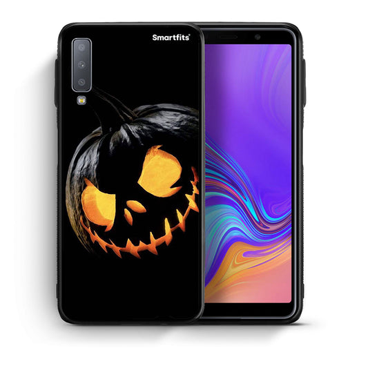 Θήκη Samsung A7 2018 Halloween Scary Pumpkin από τη Smartfits με σχέδιο στο πίσω μέρος και μαύρο περίβλημα | Samsung A7 2018 Halloween Scary Pumpkin case with colorful back and black bezels