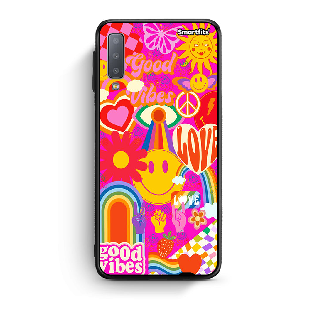 samsung A7 Hippie Love θήκη από τη Smartfits με σχέδιο στο πίσω μέρος και μαύρο περίβλημα | Smartphone case with colorful back and black bezels by Smartfits