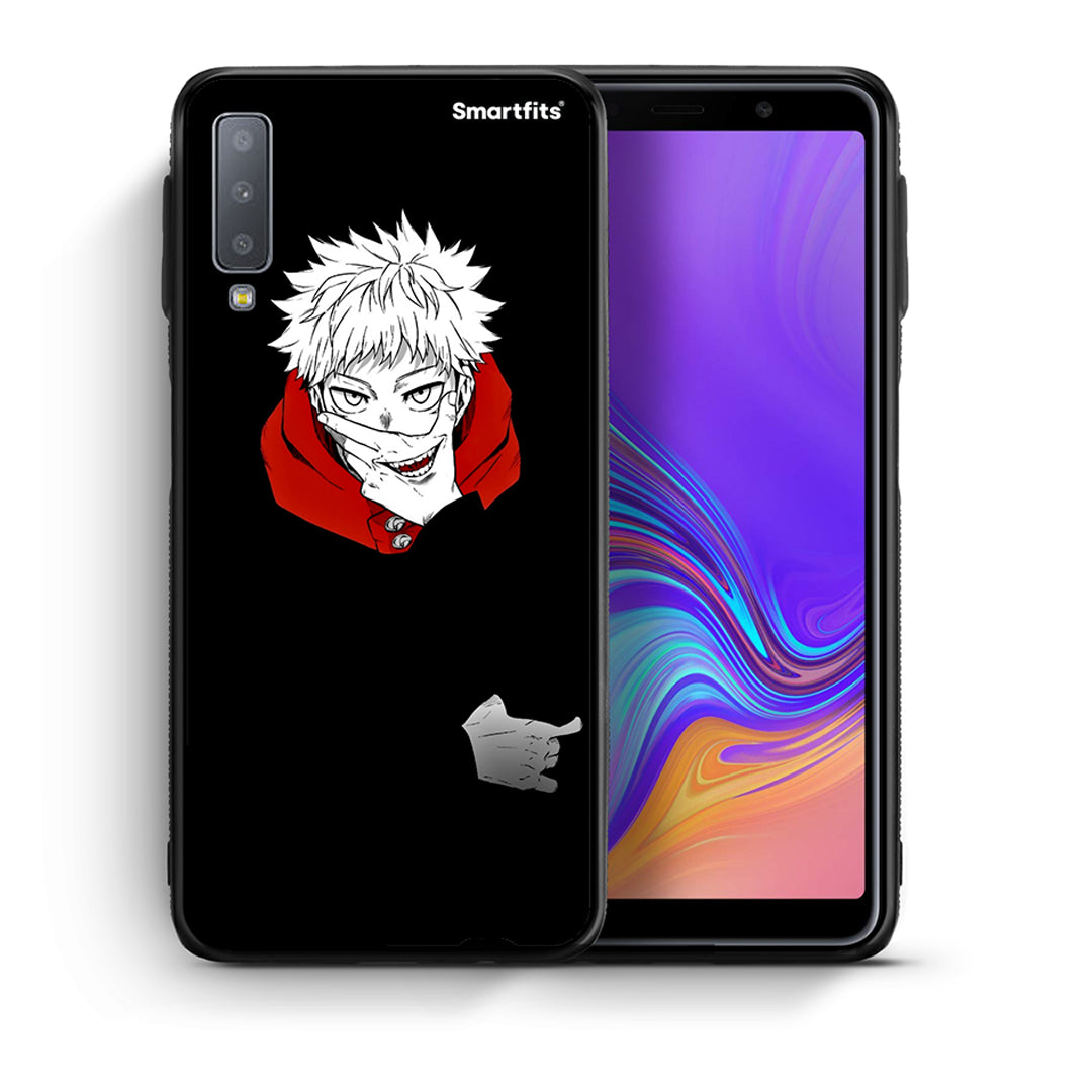 Θήκη Samsung A7 2018 Itadori Anime από τη Smartfits με σχέδιο στο πίσω μέρος και μαύρο περίβλημα | Samsung A7 2018 Itadori Anime case with colorful back and black bezels