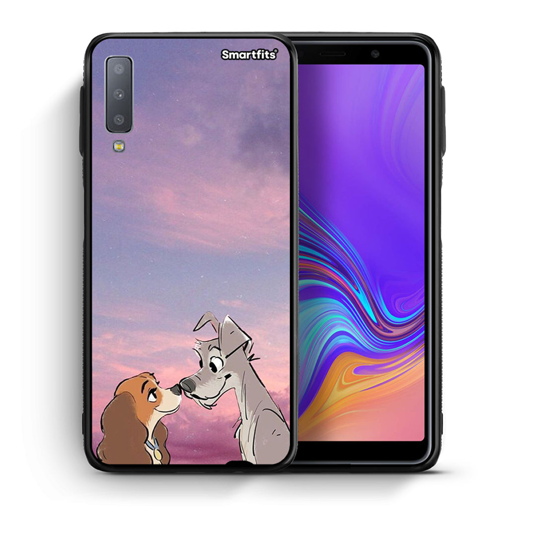 Θήκη Samsung A7 2018 Lady And Tramp από τη Smartfits με σχέδιο στο πίσω μέρος και μαύρο περίβλημα | Samsung A7 2018 Lady And Tramp case with colorful back and black bezels