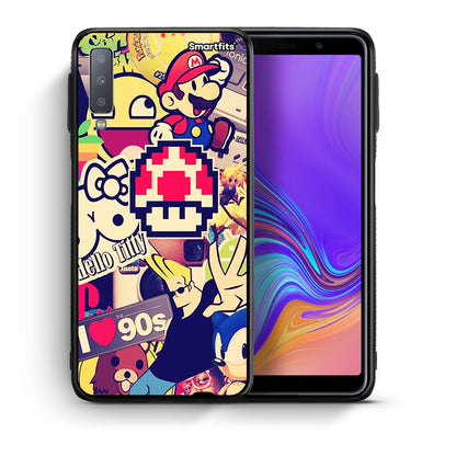 Θήκη Samsung A7 2018 Love The 90s από τη Smartfits με σχέδιο στο πίσω μέρος και μαύρο περίβλημα | Samsung A7 2018 Love The 90s case with colorful back and black bezels