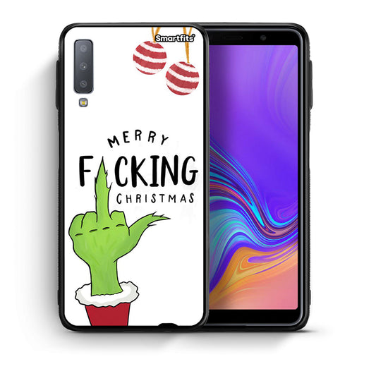 Θήκη Samsung A7 2018 Merry F Xmas από τη Smartfits με σχέδιο στο πίσω μέρος και μαύρο περίβλημα | Samsung A7 2018 Merry F Xmas case with colorful back and black bezels