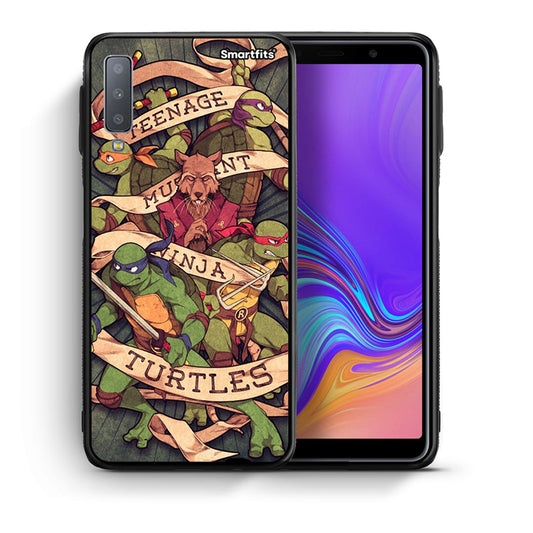 Θήκη Samsung A7 2018 Ninja Turtles από τη Smartfits με σχέδιο στο πίσω μέρος και μαύρο περίβλημα | Samsung A7 2018 Ninja Turtles case with colorful back and black bezels