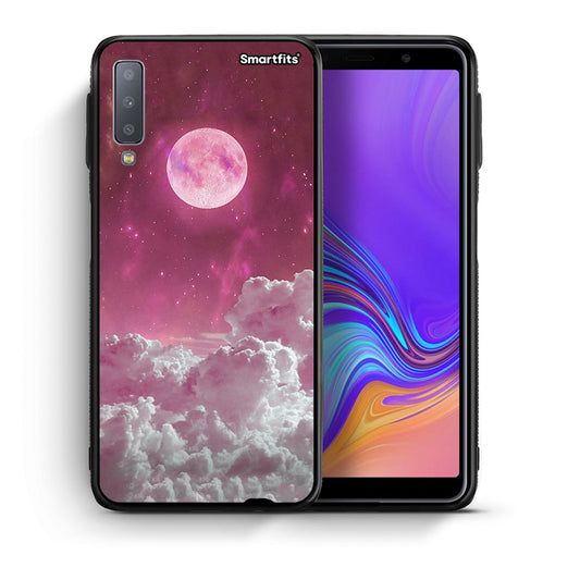 Θήκη Samsung A7 2018 Pink Moon από τη Smartfits με σχέδιο στο πίσω μέρος και μαύρο περίβλημα | Samsung A7 2018 Pink Moon case with colorful back and black bezels
