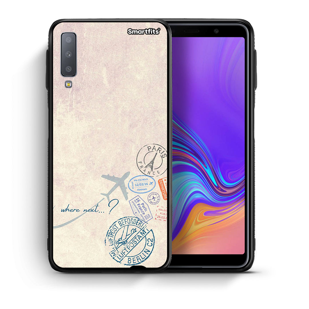 Θήκη Samsung A7 2018 Where Next από τη Smartfits με σχέδιο στο πίσω μέρος και μαύρο περίβλημα | Samsung A7 2018 Where Next case with colorful back and black bezels