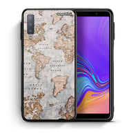 Thumbnail for Θήκη Samsung A7 2018 World Map από τη Smartfits με σχέδιο στο πίσω μέρος και μαύρο περίβλημα | Samsung A7 2018 World Map case with colorful back and black bezels