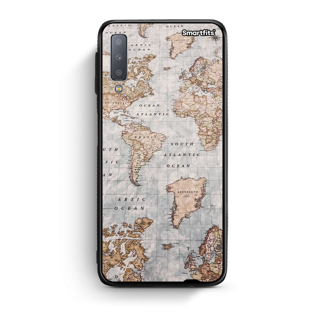 samsung A7 World Map Θήκη από τη Smartfits με σχέδιο στο πίσω μέρος και μαύρο περίβλημα | Smartphone case with colorful back and black bezels by Smartfits