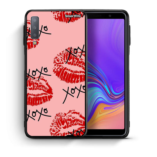 Θήκη Samsung A7 2018 XOXO Lips από τη Smartfits με σχέδιο στο πίσω μέρος και μαύρο περίβλημα | Samsung A7 2018 XOXO Lips case with colorful back and black bezels