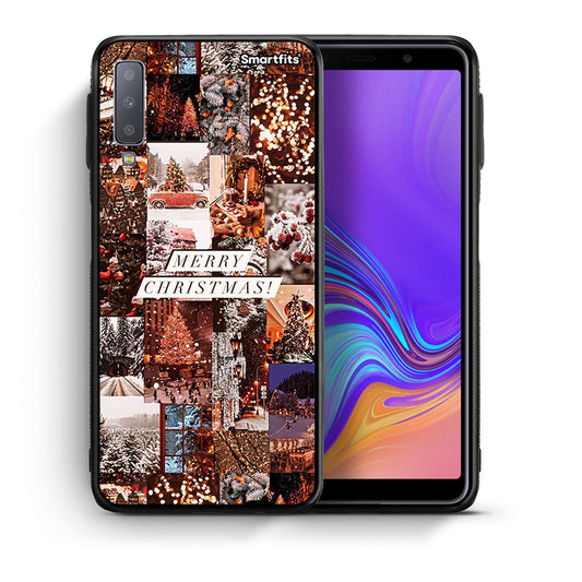 Θήκη Samsung A7 2018 Xmas Collage από τη Smartfits με σχέδιο στο πίσω μέρος και μαύρο περίβλημα | Samsung A7 2018 Xmas Collage case with colorful back and black bezels