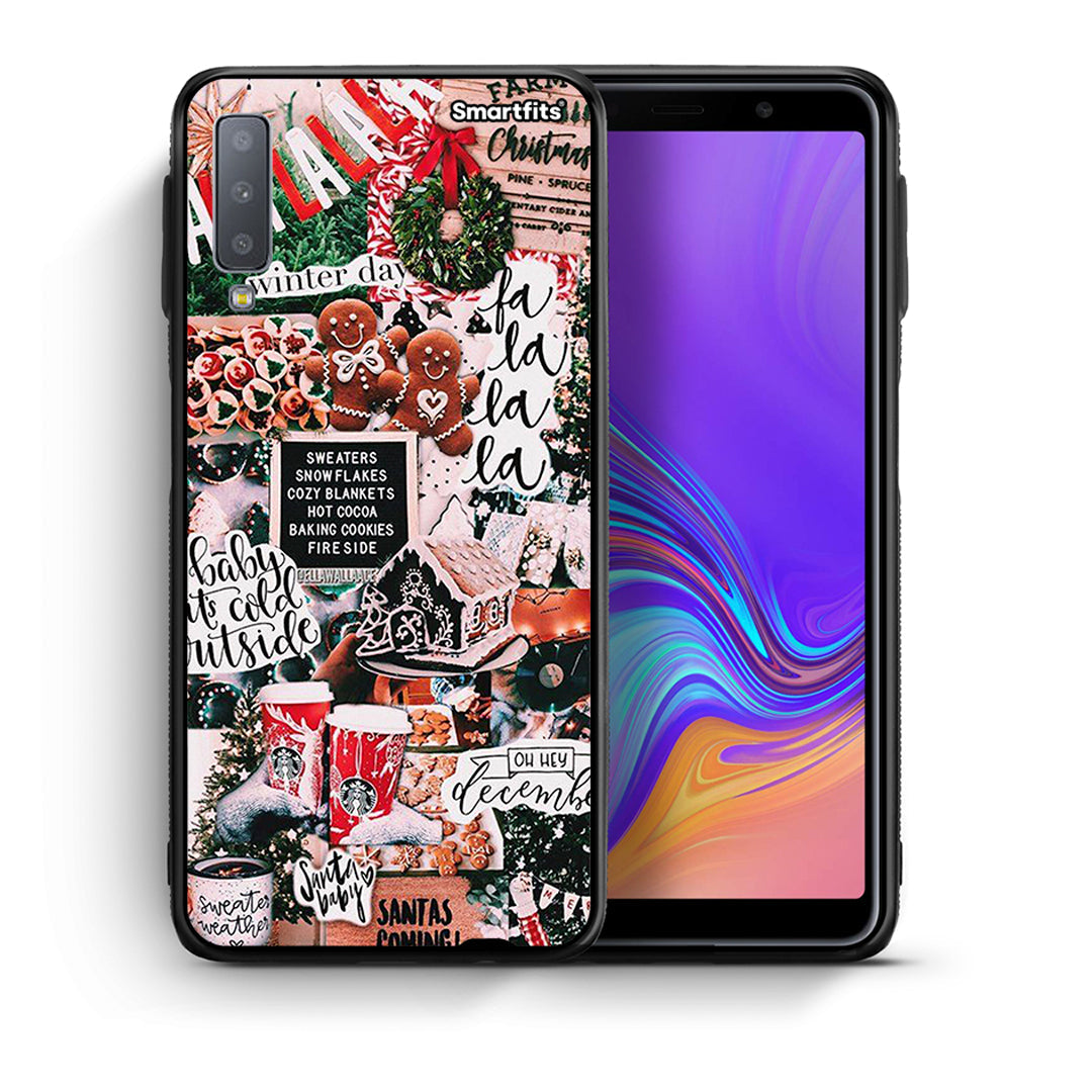 Θήκη Samsung A7 2018 Xmas Habbits από τη Smartfits με σχέδιο στο πίσω μέρος και μαύρο περίβλημα | Samsung A7 2018 Xmas Habbits case with colorful back and black bezels