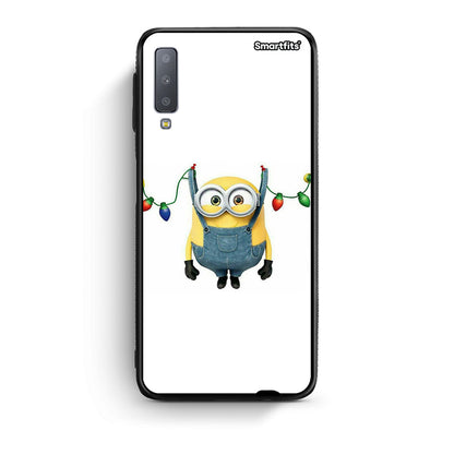 samsung A7 Xmas Minion Lights θήκη από τη Smartfits με σχέδιο στο πίσω μέρος και μαύρο περίβλημα | Smartphone case with colorful back and black bezels by Smartfits