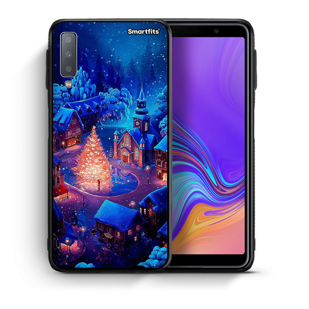 Θήκη Samsung A7 2018 Xmas Village από τη Smartfits με σχέδιο στο πίσω μέρος και μαύρο περίβλημα | Samsung A7 2018 Xmas Village case with colorful back and black bezels