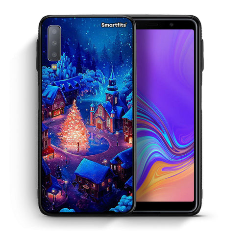 Θήκη Samsung A7 2018 Xmas Village από τη Smartfits με σχέδιο στο πίσω μέρος και μαύρο περίβλημα | Samsung A7 2018 Xmas Village case with colorful back and black bezels