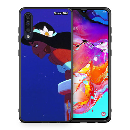 Θήκη Samsung A70 Alladin And Jasmine Love 2 από τη Smartfits με σχέδιο στο πίσω μέρος και μαύρο περίβλημα | Samsung A70 Alladin And Jasmine Love 2 case with colorful back and black bezels