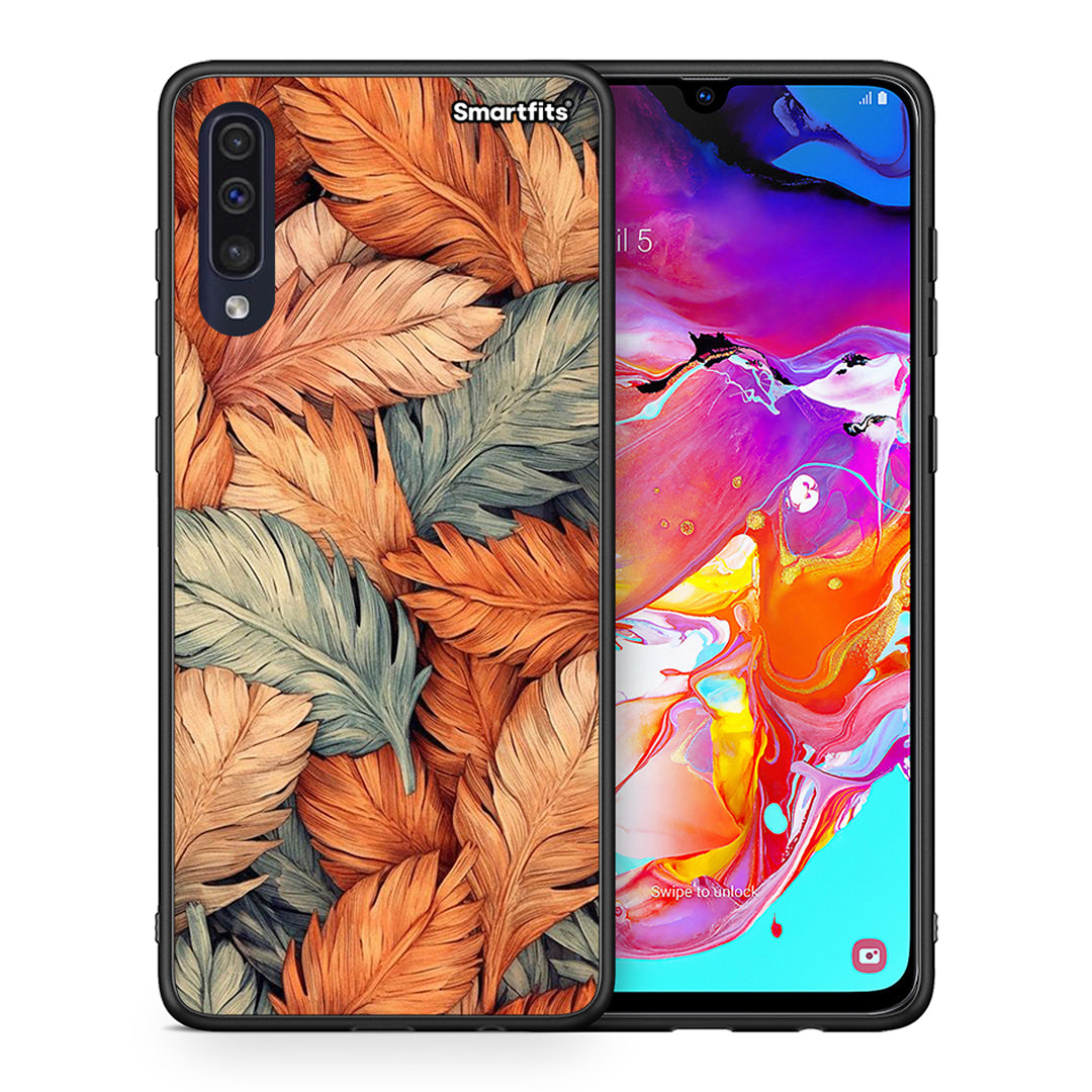 Θήκη Samsung A70 Autumn Leaves από τη Smartfits με σχέδιο στο πίσω μέρος και μαύρο περίβλημα | Samsung A70 Autumn Leaves case with colorful back and black bezels