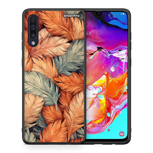 Θήκη Samsung A70 Autumn Leaves από τη Smartfits με σχέδιο στο πίσω μέρος και μαύρο περίβλημα | Samsung A70 Autumn Leaves case with colorful back and black bezels