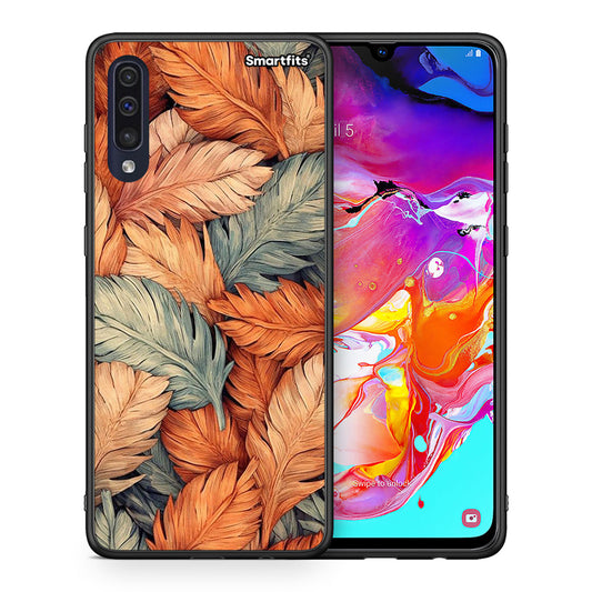 Θήκη Samsung A70 Autumn Leaves από τη Smartfits με σχέδιο στο πίσω μέρος και μαύρο περίβλημα | Samsung A70 Autumn Leaves case with colorful back and black bezels