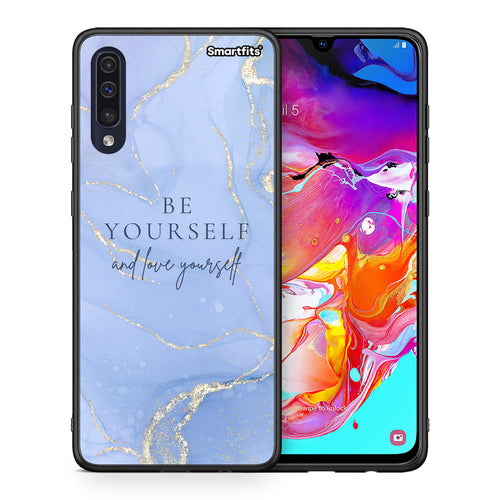 Θήκη Samsung A70 Be Yourself από τη Smartfits με σχέδιο στο πίσω μέρος και μαύρο περίβλημα | Samsung A70 Be Yourself case with colorful back and black bezels
